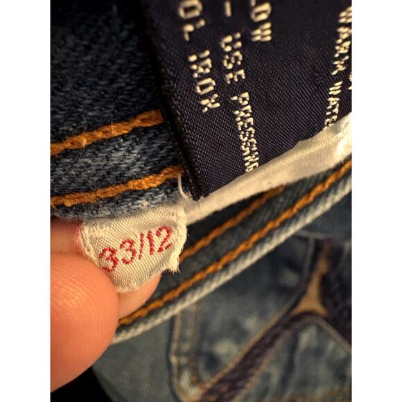 BRANDED LION VTG Hi Rise Flare Jeans Cord Trim Medium Wash Cotton Denim Blue - Picture 10 of 10